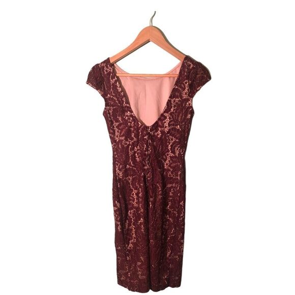 Akira Maroon and Gold Lace Dress S - Picture 3 of 5